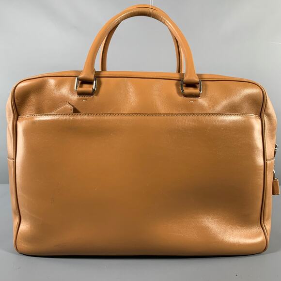 PRADA Tan Cream Color Block Leather Overnight Bags - Picture 3 of 15